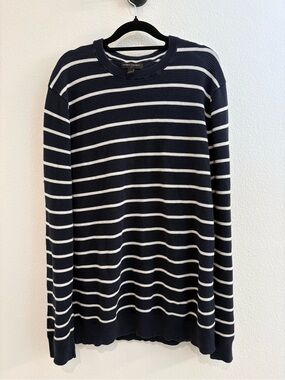 100% Cotton Vintage Banana Republic Navy & White Striped Crewneck Sweater